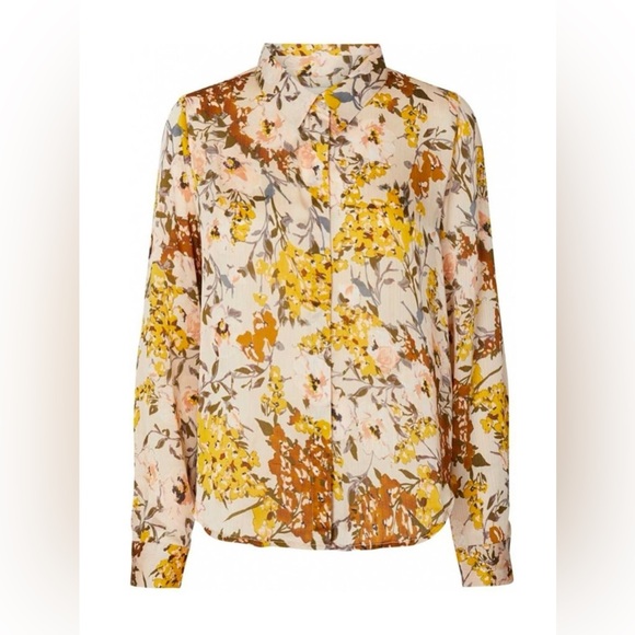 Zara Tops - 🌼ZARA🌼 Floral Plisse Button-Down Blouse, Size M